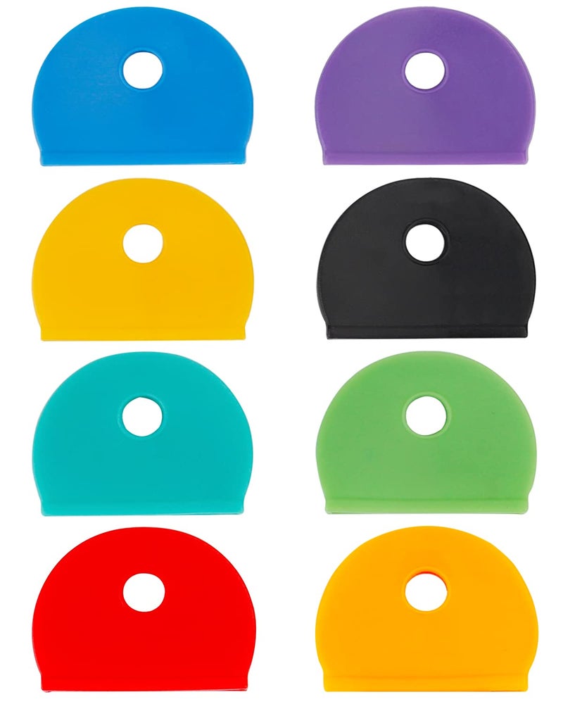 Uniclife 32 PCS 1 Inch Key Cap Covers Key Identifiers Markers Protectors for Standard Regular Thin Flat House Keys (Not Suitable for Odd-Shaped Keys), 8 Assorted Colors - Image 1
